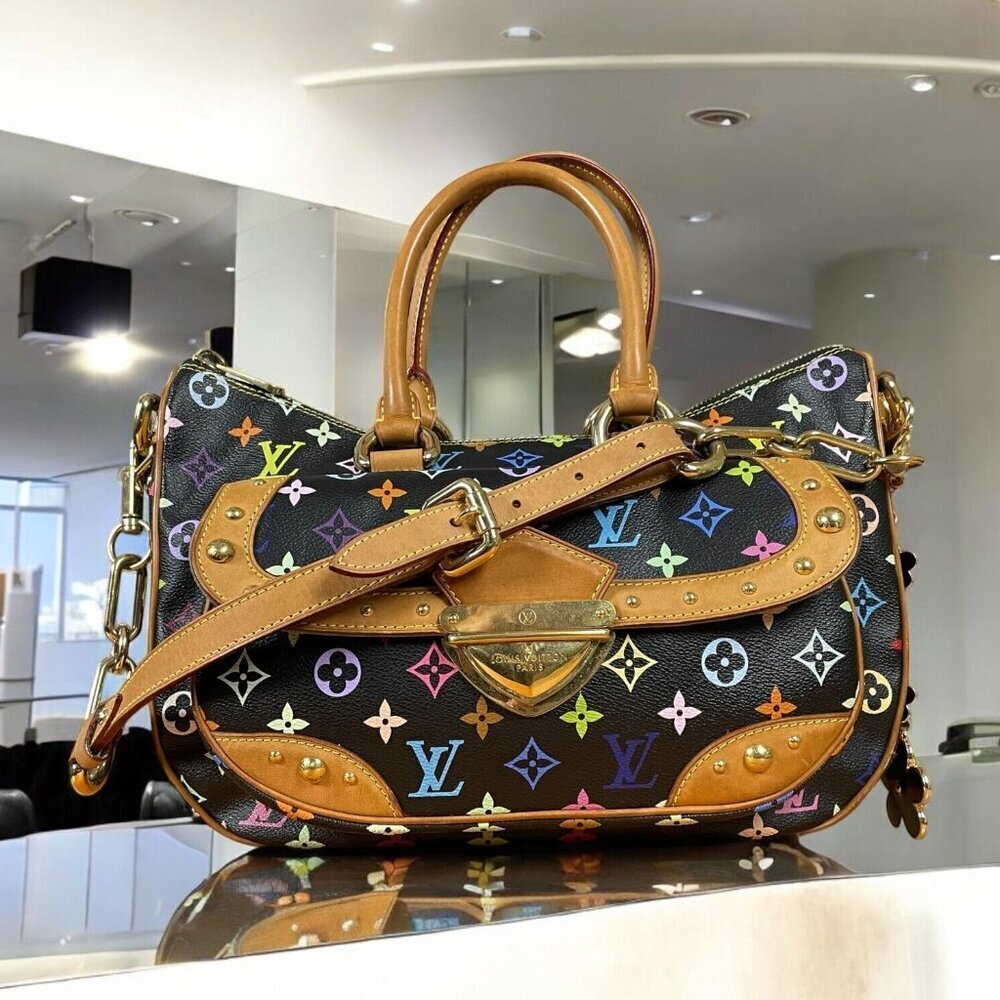 LOUIS VUITTON Multicolor Rita Black LV x TM Murakami Chain Shoulder Strap Bag